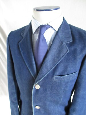 #ad bespoke custom blue stonewashed distressed denim blazer sport coat jacket 36R $89.99