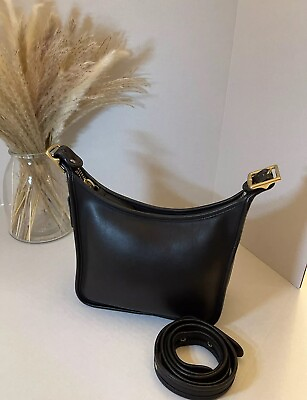 #ad Gorgeous Vintage Coach Black Leather Janice Legacy #9950 Zipper Crossbody bag $195.00