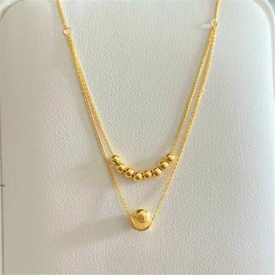 #ad Real Au750 Pure 18K Yellow Gold Chain Thin Beads Wheat Link Necklace 17.9inch $146.64