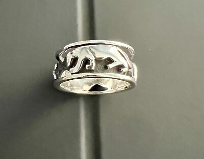 #ad Multi Animal Band Ring Sterling size 8.5 Lion Elephant Dolphin $64.99