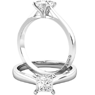#ad 0.50 Ct Princess Moissanite Wedding Engagement Ring 14K Real White Gold Size 6 $276.44