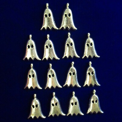#ad 14Pcs 19x12x1mm Carved Tibetan Silver Ghost Pendant Bead PJ3975 $15.76