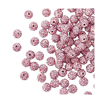 #ad 100Pcs Light Rose Clay Pave Disco Ball Czech Rhinestone Beads 8mm 5 Rows Rhin... $33.62