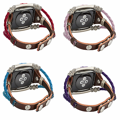 #ad Handmade Diy Leather Wristband Band Strap Bracelet For Fitbit Versa 3 sense $12.99