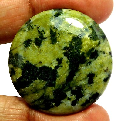 #ad 100% Natural Green Tree Agate Round Cabochon Loose Gemstone 34x34x5.5mm 57.75Cts $8.99