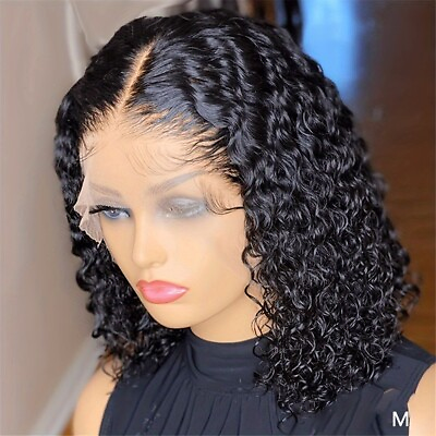 #ad 12Inch Women Hair Water Wave Lace Frontal Short Wigs $27.00
