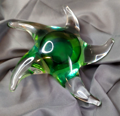 #ad BIG 8quot; 2 pounds Glass Green Blue Starfish Art Figure Paperweight Swirl Star $24.99