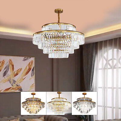 #ad 31.5quot; Modern Crystal Chandelier Light Pendant Lamp Ceiling Lighting Flush Mount $227.43