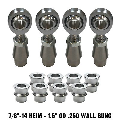 #ad 7 8quot; Chromoly Heim Joint 1.5quot; OD .250 Wall Sway Bar Tie Rod End Kit HMS Spacers $144.99