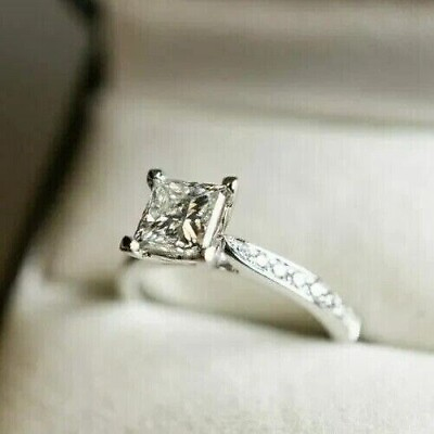 #ad Princess Moissanite Wedding amp; Engagement Ring For Women#x27;s 14k White Gold Plated $97.49