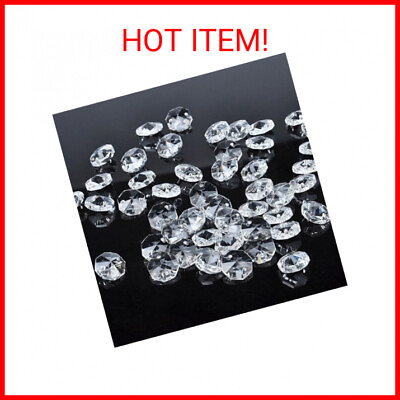 #ad #ad Hamp;D 50pcs 18mm Clear Crystal 2 Hole Octagon Beads Glass Chandelier Prisms Lamp H $14.75