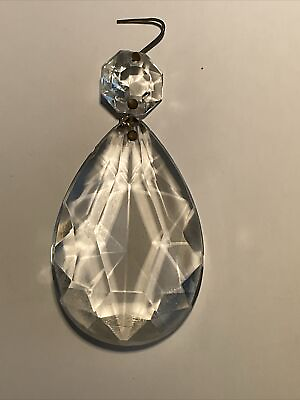 #ad 1 Antique Vintage Crystal Chandelier Lamp Tear Drop Prisms amp; Octagonal Bead $3.99