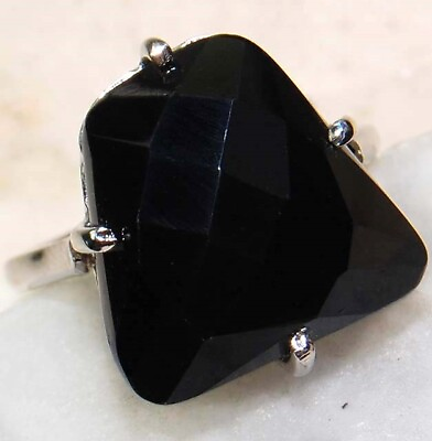 #ad Natural Faceted Black Tourmaline 925 Sterling Silver Ring Jewelry Sz 7 NW17 7 $29.99