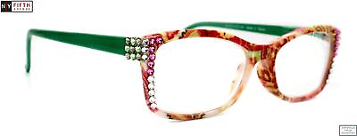 #ad Frida Bling Women Reading Glasses Adorned w Clear Peridot n Rose Crystals $34.99