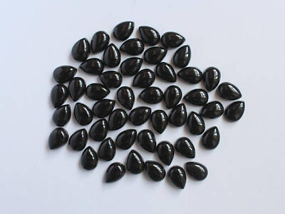 #ad 10 Pcs Lot Natural BLACK ONYX 10x14 mm Pear Cabochon Loose quality Gemstone AS 2 $25.41