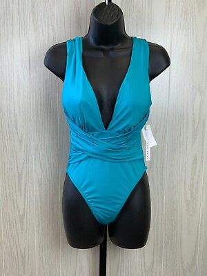 #ad Trina Turk Getaway Solids Wrap Front One Piece Swimsuit Women#x27;s Size 6 NEW $19.99