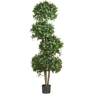 #ad Nearly Natural Artificial Topiary 69quot; Sweet Bay W 4 Balls Silk Tree Pot Green $197.71