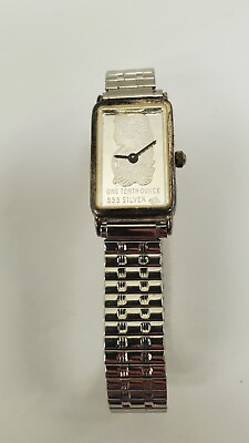 #ad Milor PAMP SUISSE 1 10th Oz .999 Silver Lady Fortuna Sterling Quartz Wrist Watch $120.00