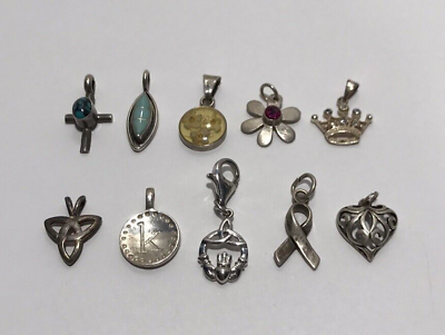 #ad Vintage 925 Sterling Small Pendant Charm Lot $59.95