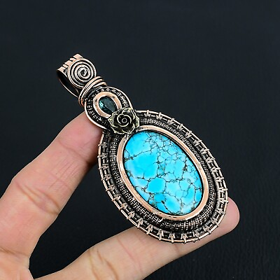 #ad Glamorous Turquoise Gemstone Handmade Copper Wire Wrap Pendant Jewelry For Her $22.99