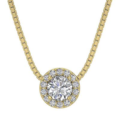 #ad Cluster Pendant Necklace I1 G 1.00 Ct Round Cut Diamond 14K Solid Gold Prong Set $1402.79