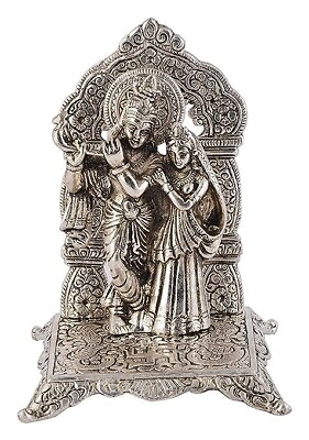 #ad Silver Plated God Idol Radha Krishna Statue Showpiece with Premium Gift Box AU $99.24