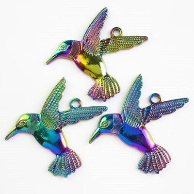 #ad 3Pcs Rainbow Tibetan silver Bird Pendant Bead 52x48x3mm CJH22484 $14.81