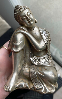 #ad Detailed Silver Buddha Statue Prayer and Meditation 5quot; Tall $65.00