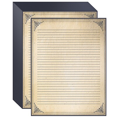#ad 48 Sheets Vintage Lined Paper with Antique Border for Writing Letters 8.5 x 11quot; $11.49