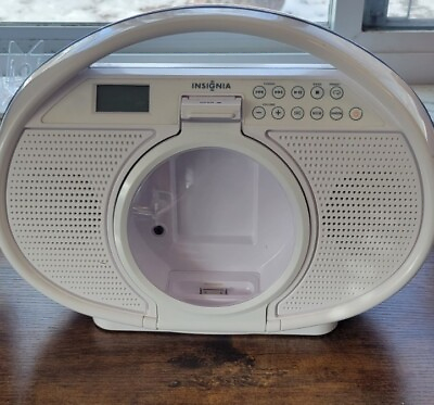 #ad Insignia NS B4113 Water Resist Boombox CD iPod iPhone Dock AM FM amp; Tested White $23.95