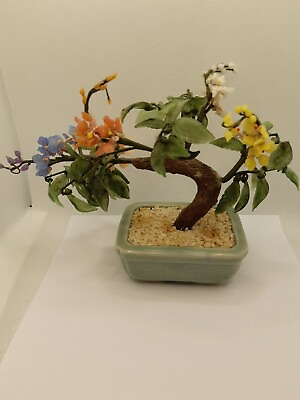 #ad Small Chinese Glass Jade Bonsai Tree Mini celadon pot. 6 colors C $30.00