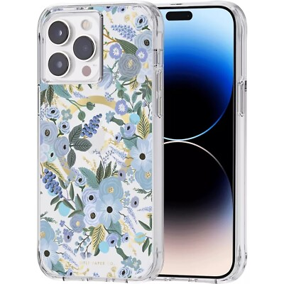 #ad Rifle Paper Co. Magsafe iPhone 14 Pro Max Case Garden Party Blue Floral Magnets $13.03