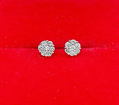 #ad STEAL DEAL 10K Gold Genuine Diamond Round Cluster Studs Earrings .14ct 3.5 MM $129.00