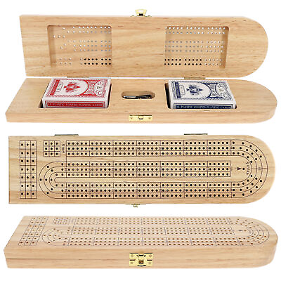 #ad Pacific Shore Games Wooden Cribbage Board Game Set Continuous 3 Track for 2 3 $32.99