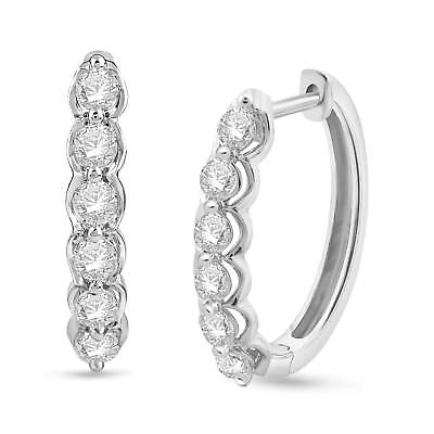 #ad 14K White Gold 1 Cttw Diamond Hoop Earrings $1499.99