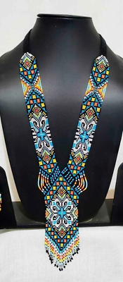 #ad Handmade Necklace Seed Bead Boho American Style Native Beaded Multi Strand $23.79