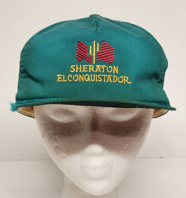 #ad Sheraton El Conquistador Hat Low Profile Green Cap Terry Band Snapback Vintage $29.95