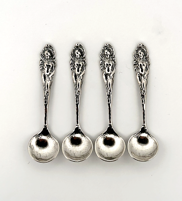 #ad Set of 4 Solid silver Mini Spoon Love Disarmed spoon for baby Sugar Salt spoon $58.50