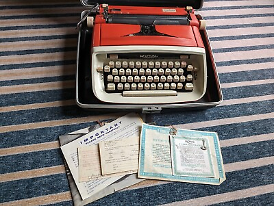 #ad 1960#x27;s Royal Custom Manual Typewriter w Case Red Mad Men $225.00