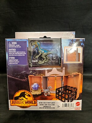 #ad 2022 Mattel Jurassic World Dominion Micro Collection Playset with Dinosaur Blue $11.99