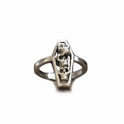 #ad coffin skull ring gothic Silver 925 punk jewelry alchemy odd satanic occult boho $55.00