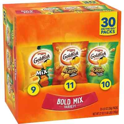 #ad Goldfish Bold Mix Variety Pack Snack Crackers 1 oz Snack Packs 30 Ct $14.86