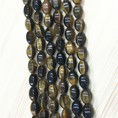 #ad 1 Strand 14x10mm Natural Tiger Eye Gem Facet Hexagon Rice Loose Beads EE3038 $10.89