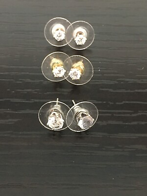#ad Costume jewelry stud earrings with cubic zirconia. Three pairs of earrings $11.95