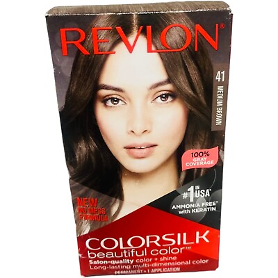 #ad Revlon Colorsilk Beautiful Color 100% Gray Coverage #41 Medium Brown Hair Dye $7.99