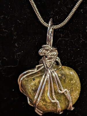 #ad Unakite Pendant On A Sterling Silver Necklace $25.00