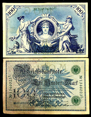 #ad Authentic Historical 1908 Germany 100 Mark Banknote Circulated 112 Years Old $7.99