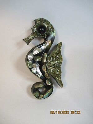 #ad Vintage Seahorse Handmade in California out of Abalone Shells of the 60#x27;s. $44.50