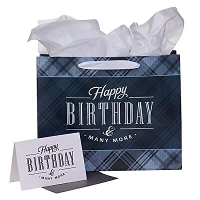 #ad Landscape Gift Bag with Card and Tissue Paper Set Happy Birthday and Many More $9.22