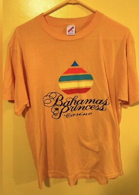 #ad Vintage Bahama Princess Casino Vacation Tropical Yellow Shirt $20.00